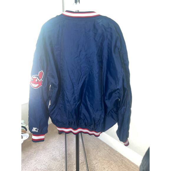 Vintage Starter MLB Cleveland Indians Pullover Jacket Navy XL - Picture 4 of 7
